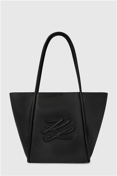 Karl Lagerfeld K/Autograph Patch Md Tote Kadın Omuz Çantası Siyah