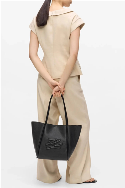 Karl Lagerfeld K/Autograph Patch Md Tote Kadın Omuz Çantası Siyah