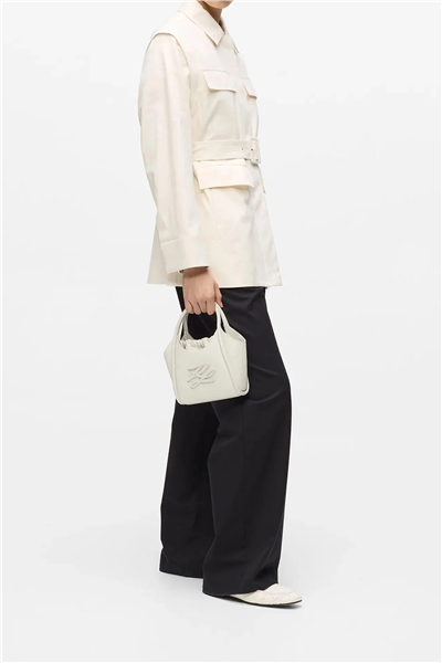 Karl Lagerfeld K/Autograph Patch Mini Tote Kadın Mini Omuz Çantası Beyaz