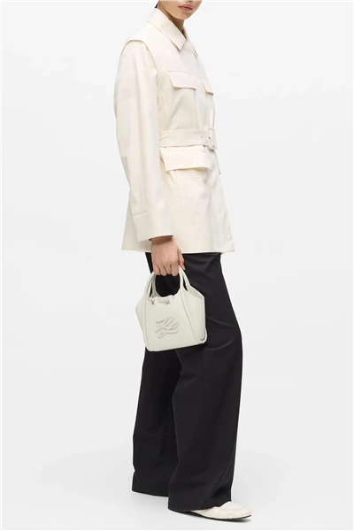 Karl Lagerfeld K/Autograph Patch Mini Tote Kadın Mini Omuz Çantası Beyaz