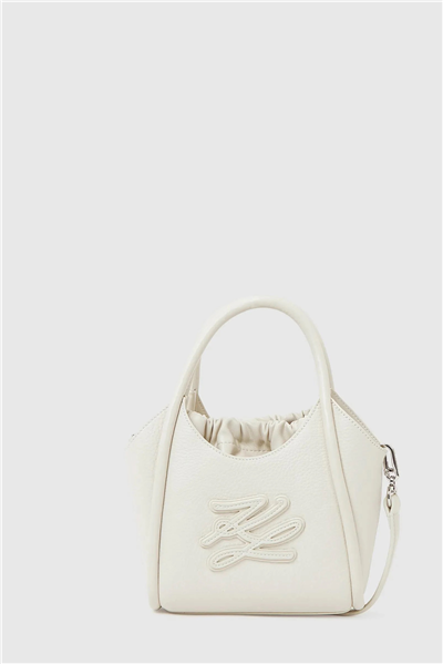 Karl Lagerfeld K/Autograph Patch Mini Tote Kadın Mini Omuz Çantası Beyaz