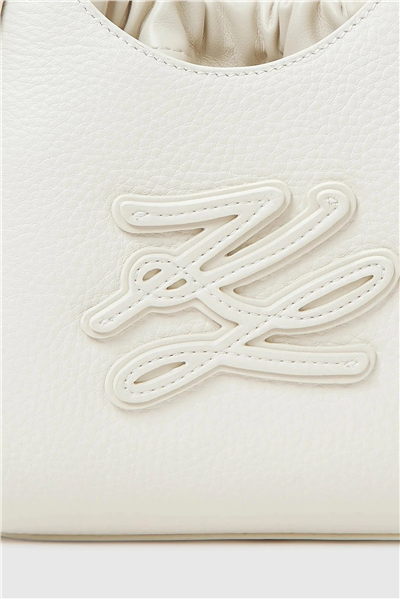 Karl Lagerfeld K/Autograph Patch Mini Tote Kadın Mini Omuz Çantası Beyaz
