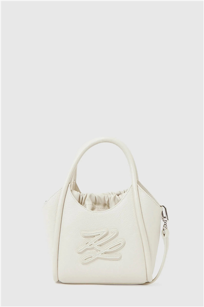 Karl Lagerfeld K/Autograph Patch Mini Tote Kadın Mini Omuz Çantası Beyaz