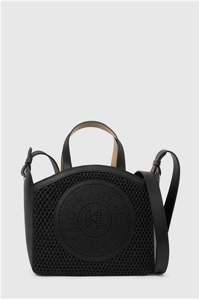 Karl Lagerfeld K/Circle Sm Tote Raffia Mesh Kadın Mini Omuz Çantası Siyah