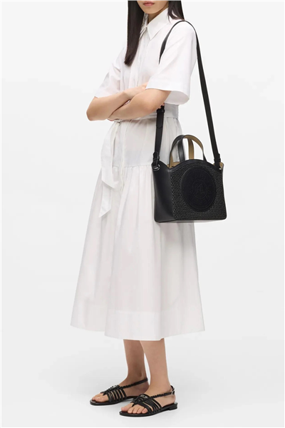 Karl Lagerfeld K/Circle Sm Tote Raffia Mesh Kadın Mini Omuz Çantası Siyah