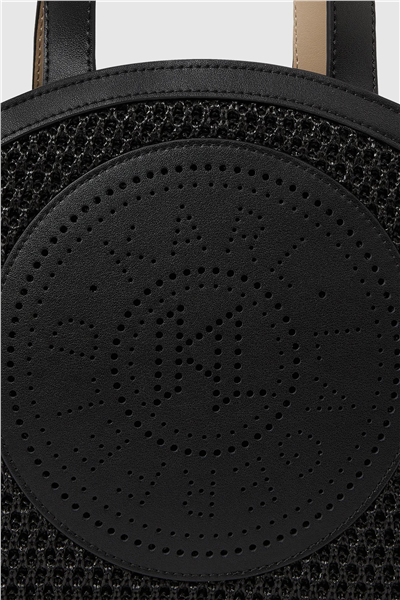 Karl Lagerfeld K/Circle Sm Tote Raffia Mesh Kadın Mini Omuz Çantası Siyah
