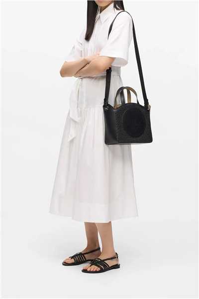 Karl Lagerfeld K/Circle Sm Tote Raffia Mesh Kadın Mini Omuz Çantası Siyah