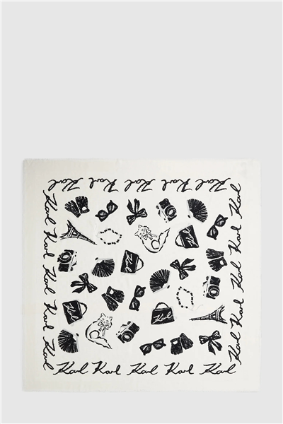 Karl Lagerfeld K/Monogram Jkrd Kadın Atkı Siyah