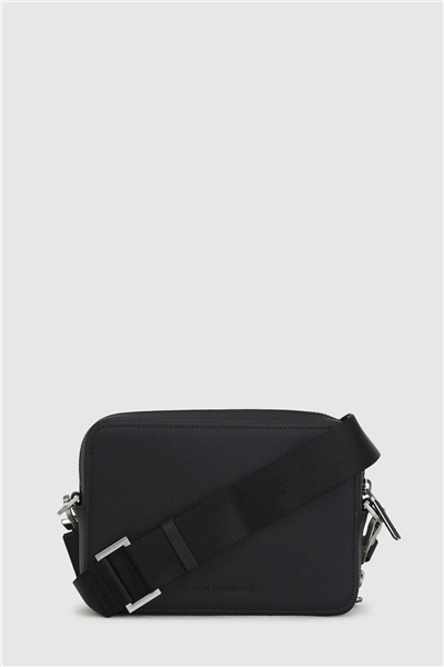 Karl Lagerfeld K/Monogram Leather Erkek Reporter Çanta Siyah