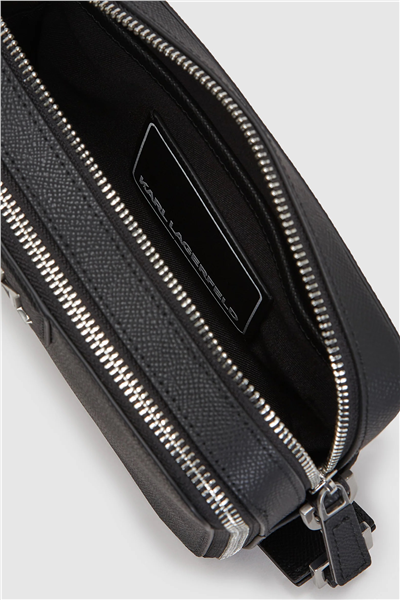 Karl Lagerfeld K/Monogram Leather Erkek Reporter Çanta Siyah