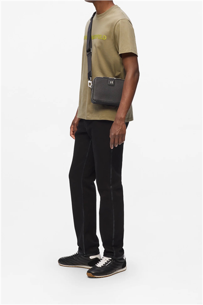 Karl Lagerfeld K/Monogram Leather Erkek Reporter Çanta Siyah