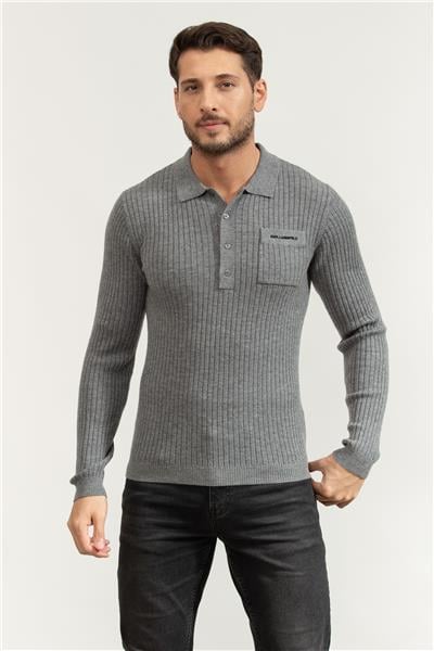Karl Lagerfeld Knit Polo Ls Erkek Polo Yaka Triko