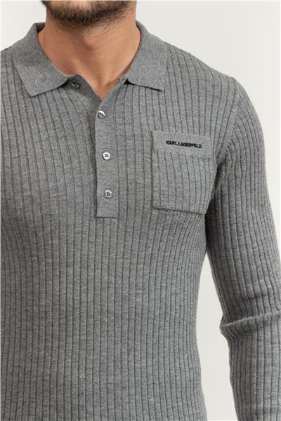 Karl Lagerfeld Knit Polo Ls Erkek Polo Yaka Triko