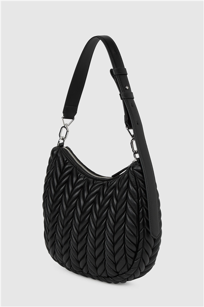 Karl Lagerfeld K/Weave SM Hobo Kadın Mini Omuz Çantası Siyah