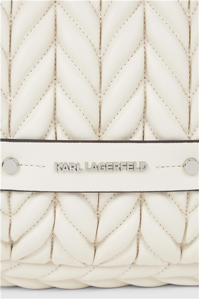 Karl Lagerfeld K/Weave SM Hobo Kadın Mini Omuz Çantası Beyaz