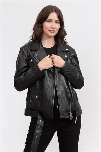 Karl Lagerfeld Leather Kadın Mont