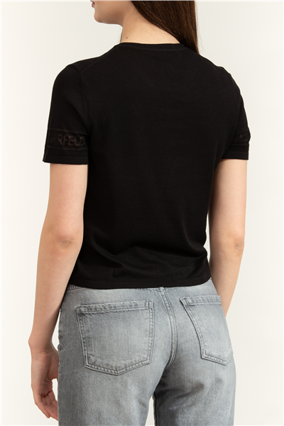 Karl Lagerfeld Lightweight Logo Knit Top Kadın Triko Siyah