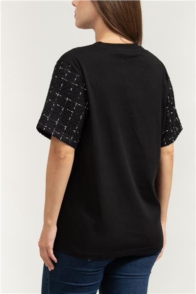 Karl Lagerfeld Logo Boucle Relaxed Kadın Bisiklet Yaka T-Shirt