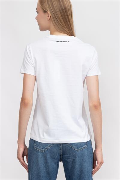 Karl Lagerfeld Logo Kadın Bisiklet Yaka T-Shirt