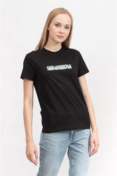 Karl Lagerfeld Logo Kadın Bisiklet Yaka T-Shirt