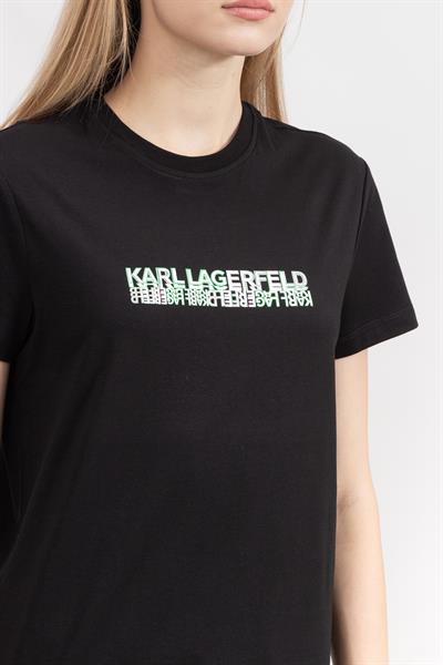 Karl Lagerfeld Logo Kadın Bisiklet Yaka T-Shirt