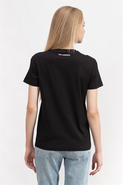 Karl Lagerfeld Logo Kadın Bisiklet Yaka T-Shirt