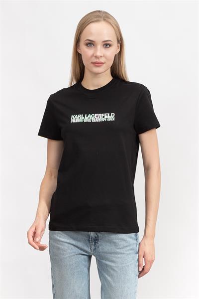 Karl Lagerfeld Logo Kadın Bisiklet Yaka T-Shirt