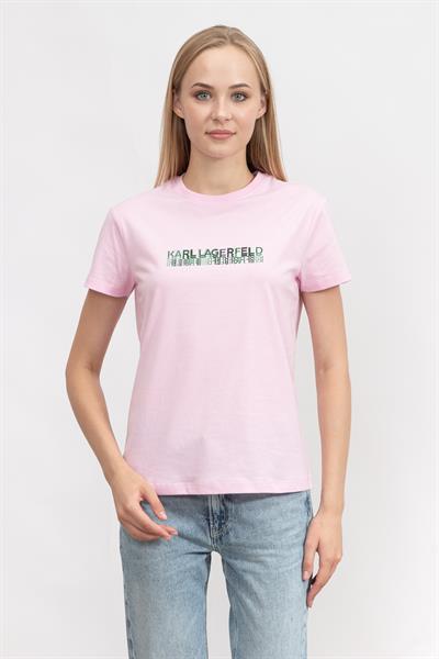 Karl Lagerfeld Logo Kadın Bisiklet Yaka T-Shirt