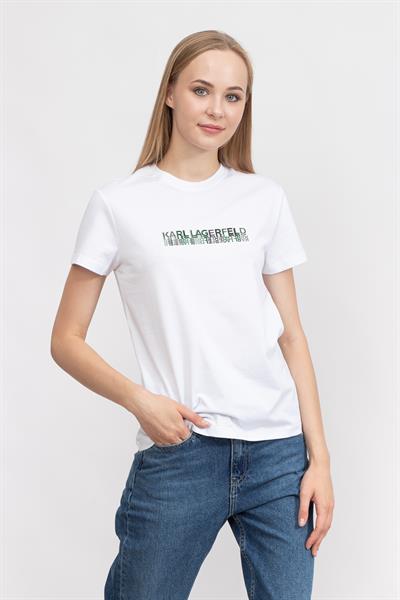 Karl Lagerfeld Logo Kadın Bisiklet Yaka T-Shirt