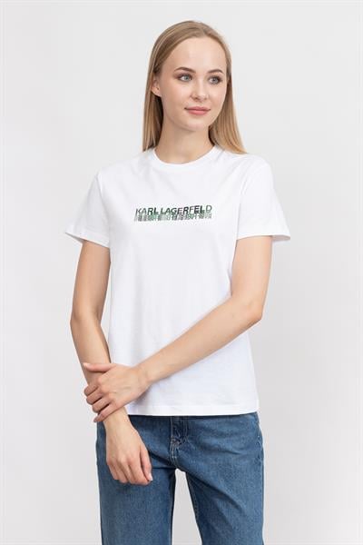 Karl Lagerfeld Logo Kadın Bisiklet Yaka T-Shirt