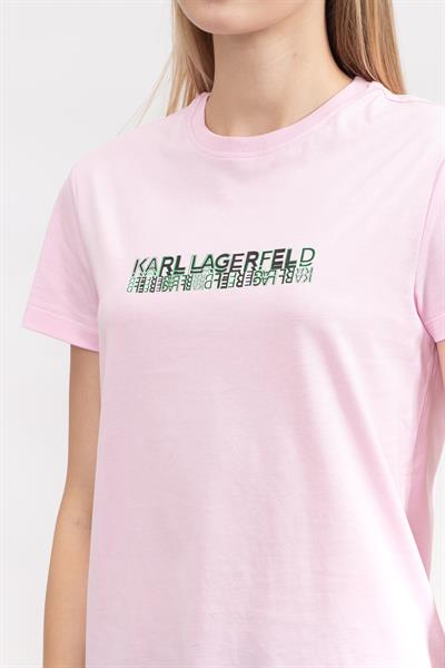 Karl Lagerfeld Logo Kadın Bisiklet Yaka T-Shirt