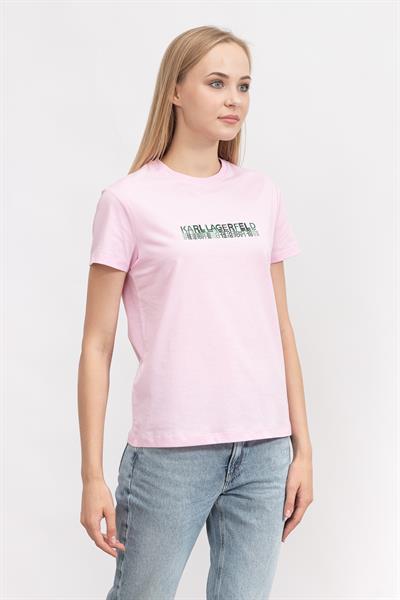 Karl Lagerfeld Logo Kadın Bisiklet Yaka T-Shirt