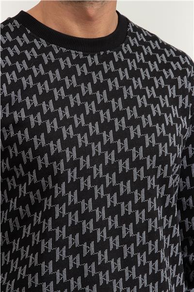 Karl Lagerfeld Monogram Erkek Bisiklet Yaka Sweatshirt