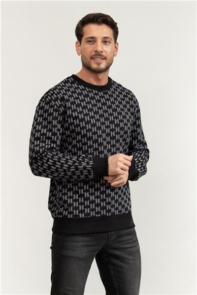 Karl Lagerfeld Monogram Erkek Bisiklet Yaka Sweatshirt