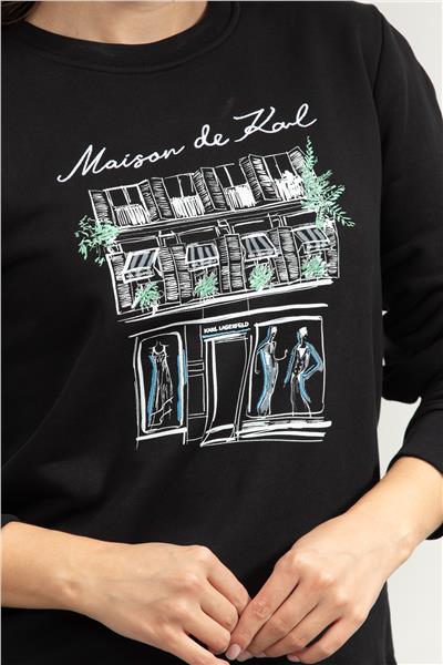 Karl Lagerfeld Paris Sketch Store Kadın Bisiklet Yaka Sweatshirt