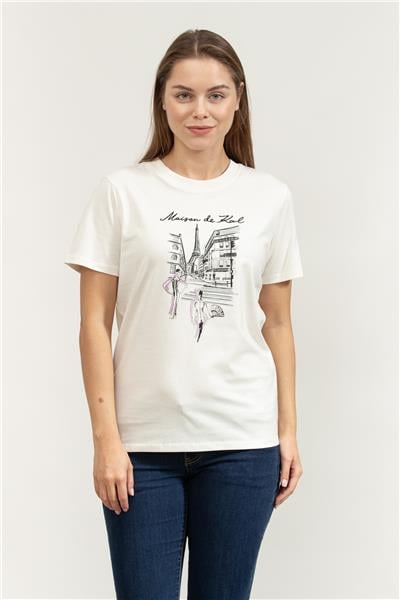 Karl Lagerfeld Paris Sketch Street Kadın Bisiklet Yaka T-Shirt