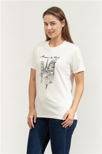 Karl Lagerfeld Paris Sketch Street Kadın Bisiklet Yaka T-Shirt