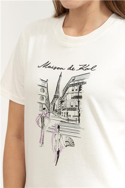 Karl Lagerfeld Paris Sketch Street Kadın Bisiklet Yaka T-Shirt