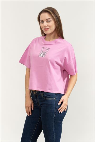 Karl Lagerfeld Paris Sketch Window Boxy Tee Kadın Bisiklet Yaka T-Shirt