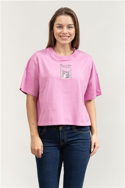 Karl Lagerfeld Paris Sketch Window Boxy Tee Kadın Bisiklet Yaka T-Shirt