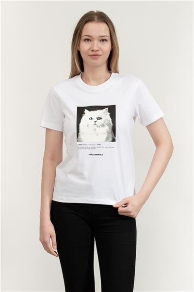 Karl Lagerfeld Portrait Kadın Bisiklet Yaka T-Shirt