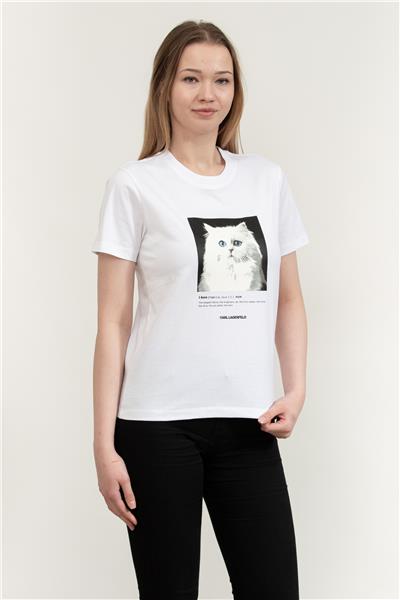 Karl Lagerfeld Portrait Kadın Bisiklet Yaka T-Shirt