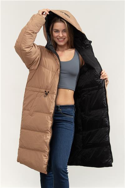 Karl Lagerfeld Reversible Long Logo Kadın Şişme Mont