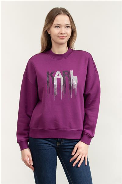 Karl Lagerfeld Rhinestone Kadın Bisiklet Yaka Sweatshirt