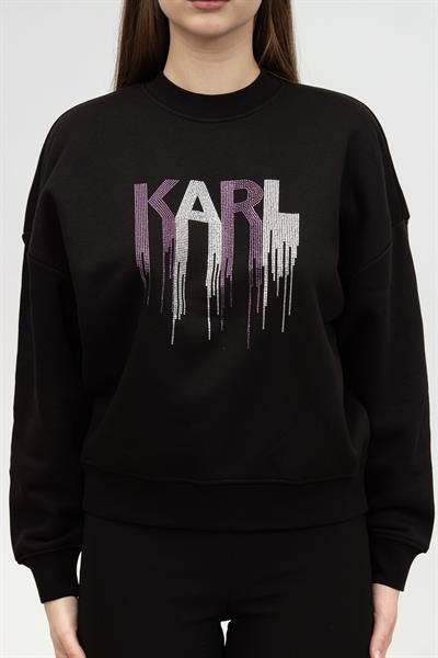 Karl Lagerfeld Rhinestone Kadın Bisiklet Yaka Sweatshirt