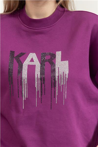 Karl Lagerfeld Rhinestone Kadın Bisiklet Yaka Sweatshirt
