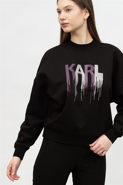 Karl Lagerfeld Rhinestone Kadın Bisiklet Yaka Sweatshirt