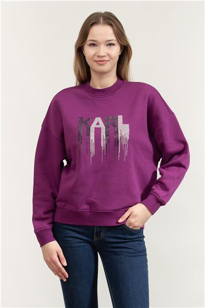 Karl Lagerfeld Rhinestone Kadın Bisiklet Yaka Sweatshirt