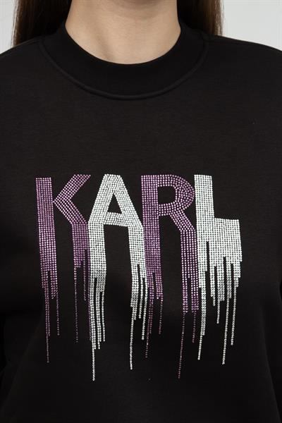 Karl Lagerfeld Rhinestone Kadın Bisiklet Yaka Sweatshirt