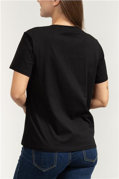 Karl Lagerfeld Rhinestone Rain Kadın Bisiklet Yaka T-Shirt